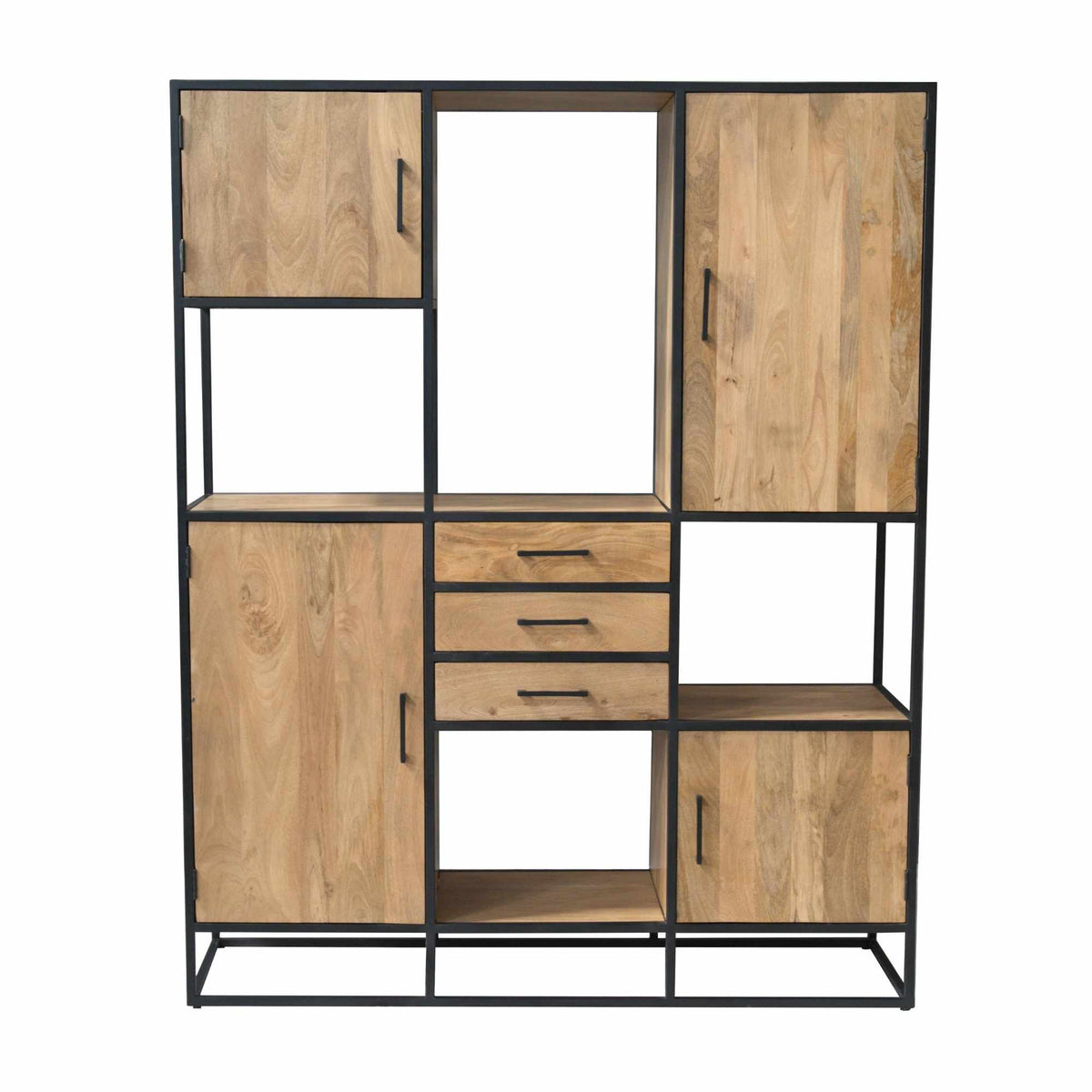 Shelf – Mango Wood, Multiple Doors, Three Drawers – Dakota | Starfurn