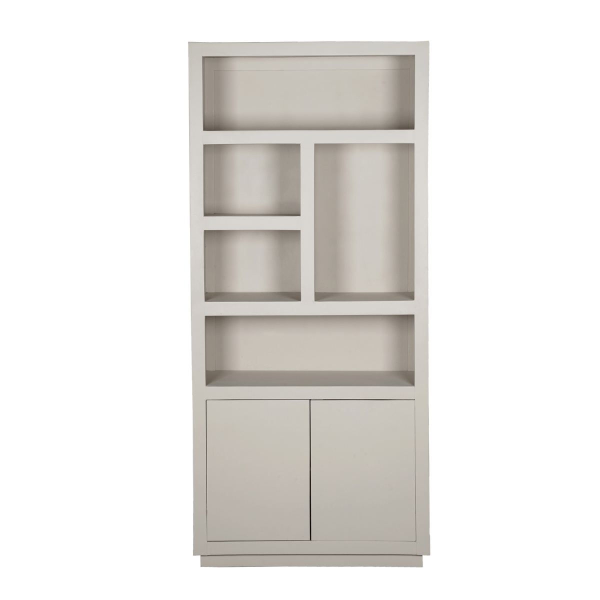 Bücherregal - Sandfarbenes Mangoholz, Offene Fächer, Grifflose Türen, 90 cm – Brussel | Starfurn