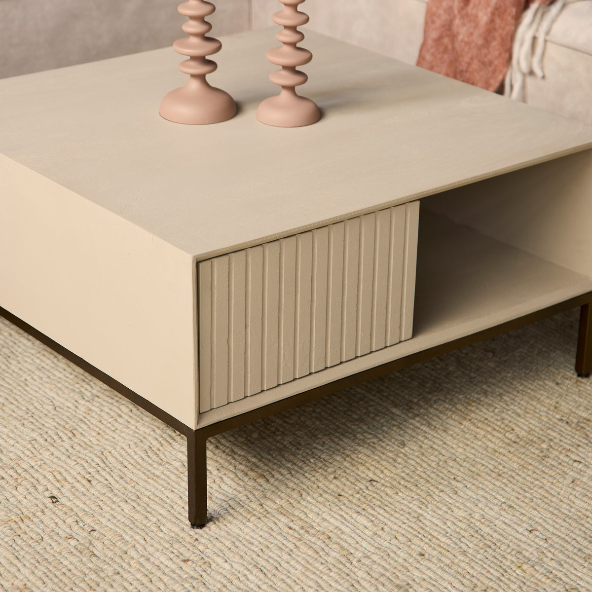 Coffee Table – Mango Wood Tabletop, Metal Frame, Square Shape – Madison | Starfurn
