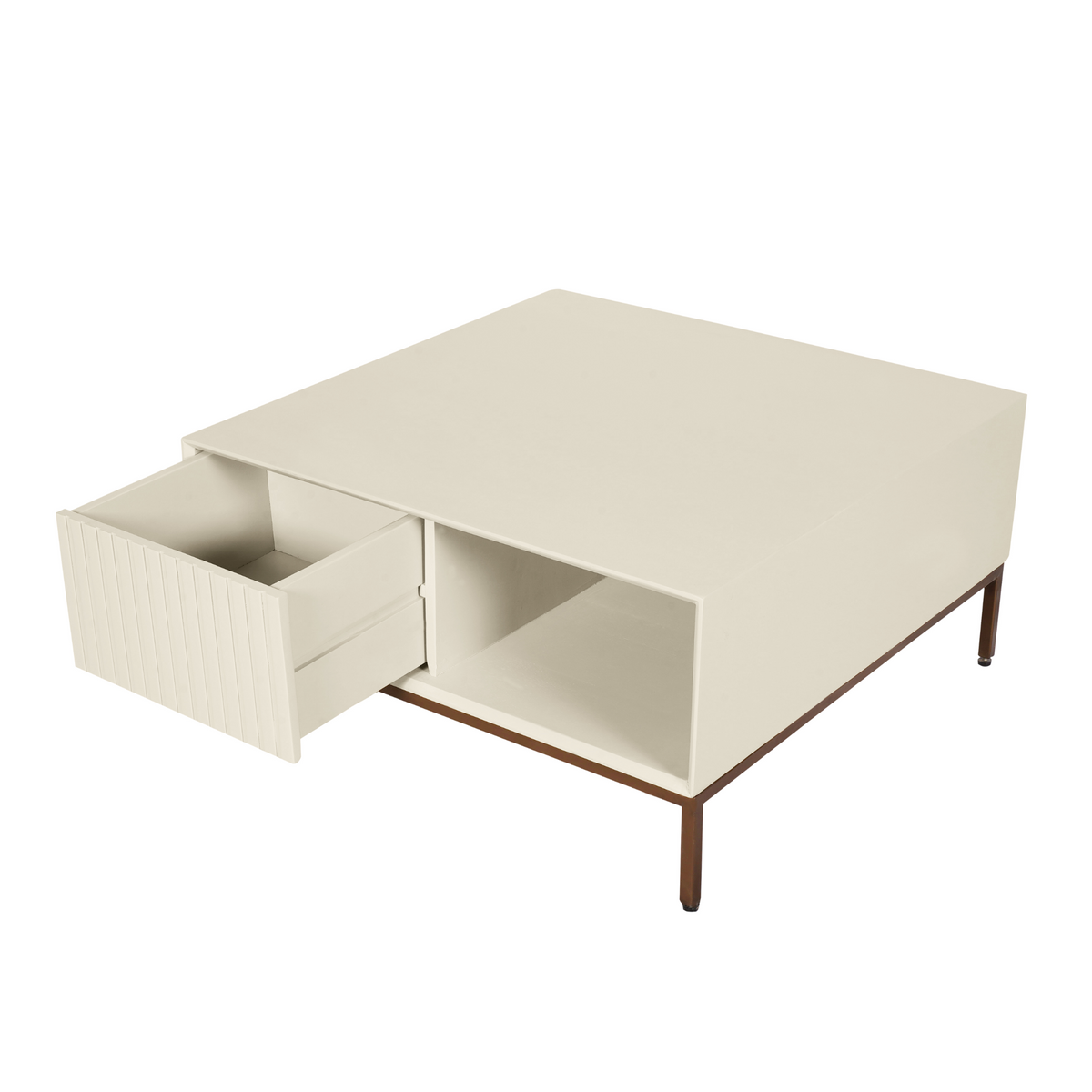 Coffee Table – Mango Wood Tabletop, Metal Frame, Square Shape – Madison | Starfurn