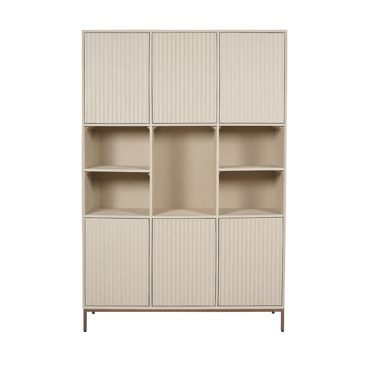 Shelf – Sand Finish, Vertical Slats, Bronze Metal – Madison | Starfurn