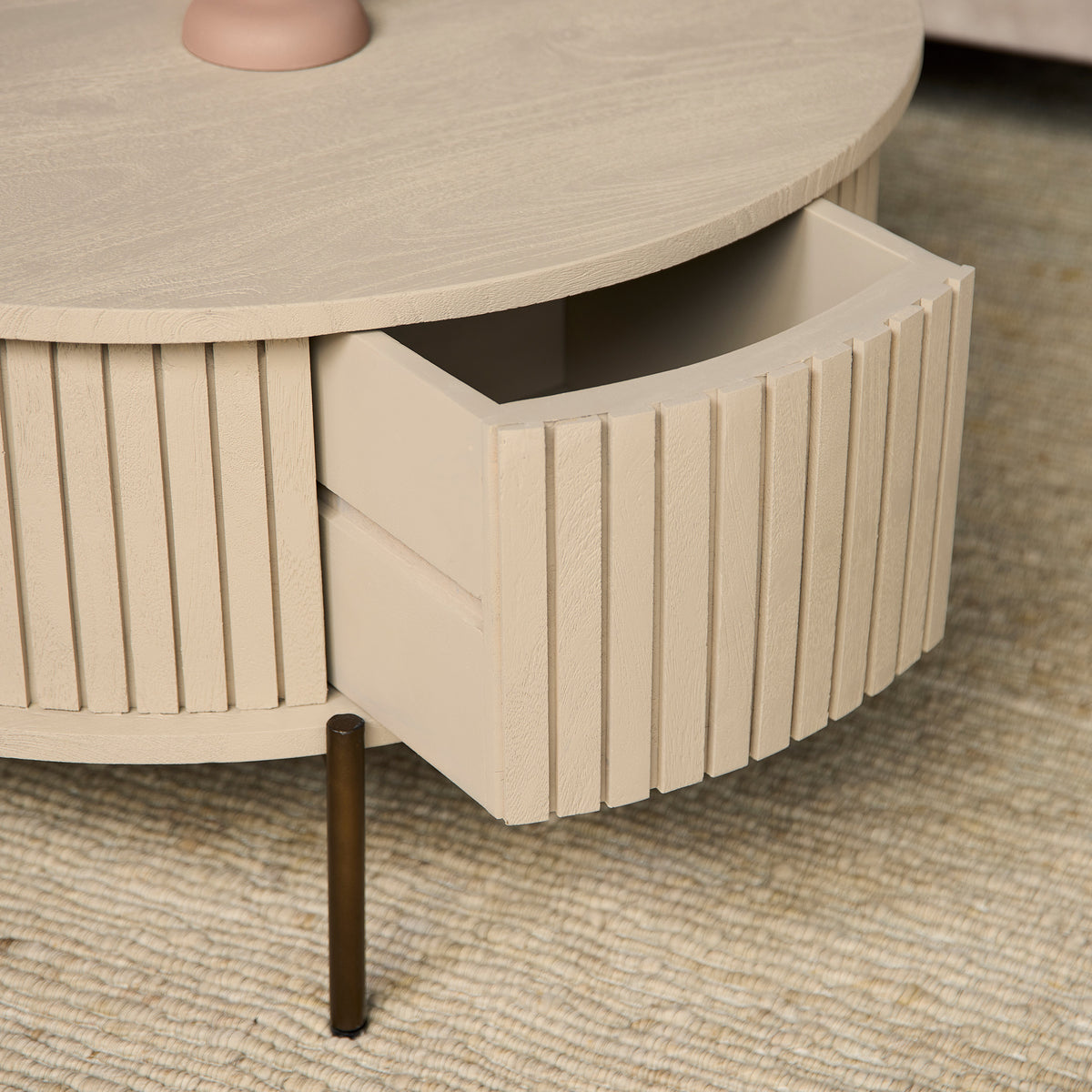 Coffee Table – Round Design, Mango Wood Tabletop, Metal Frame – Madison | Starfurn