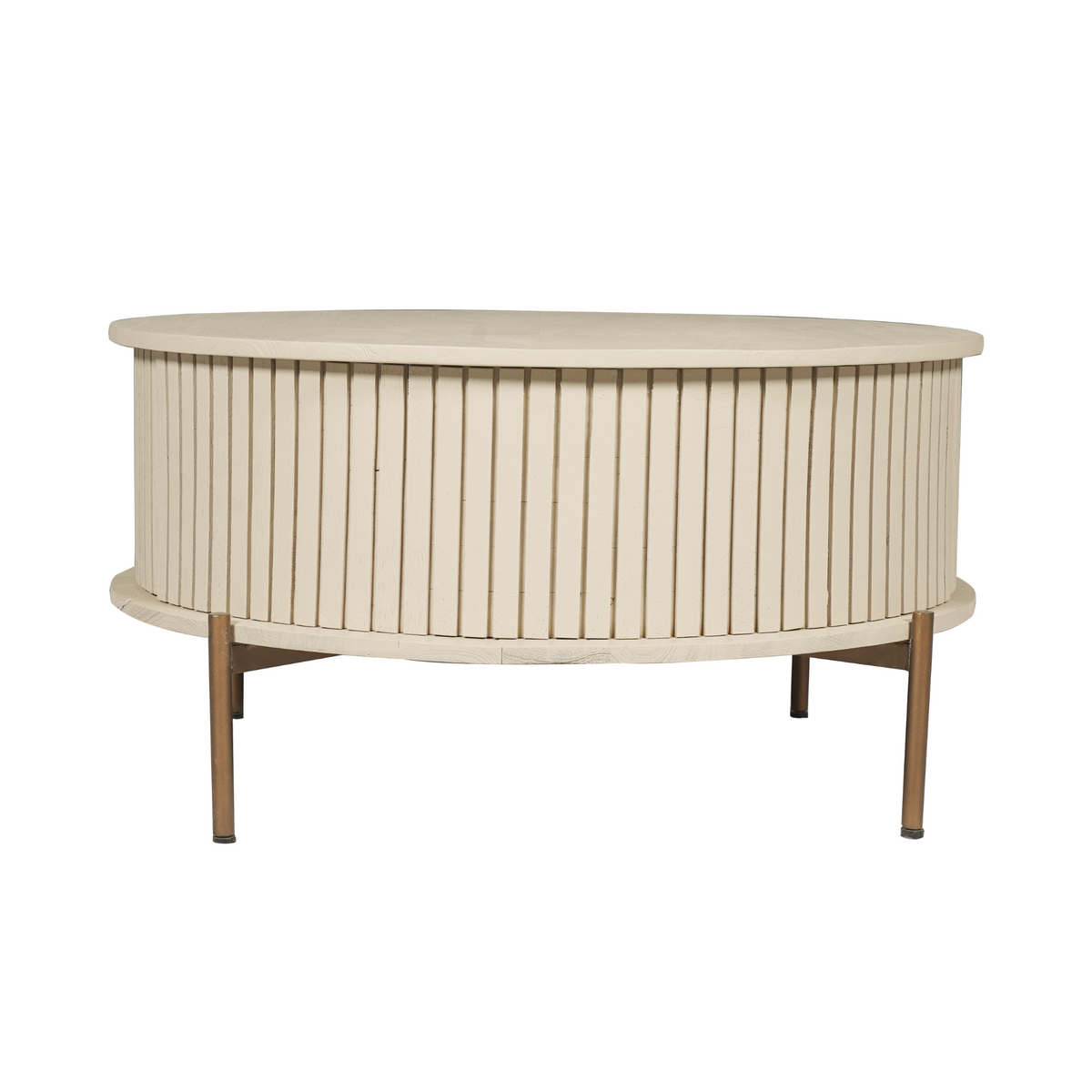 Coffee Table – Round Design, Mango Wood Tabletop, Metal Frame – Madison | Starfurn