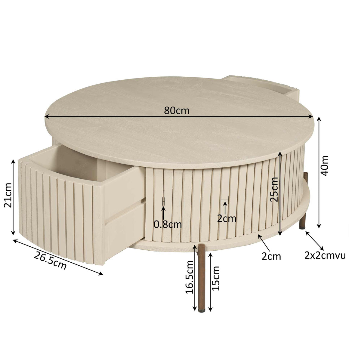 Coffee Table – Round Design, Mango Wood Tabletop, Metal Frame – Madison | Starfurn