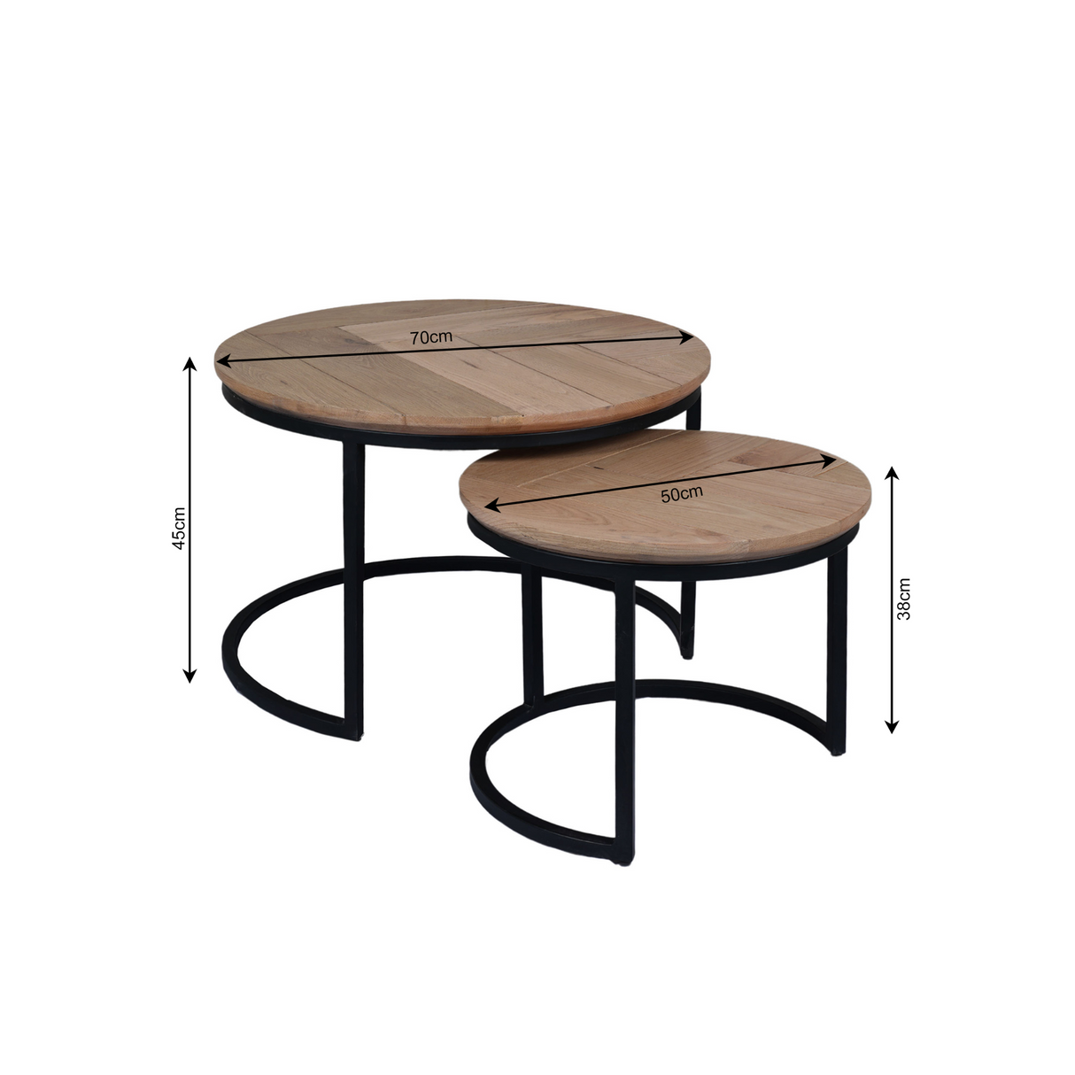 Couchtisch – Eichenholz, Schwarzmetall, 2er-Set – Otik | Starfurn