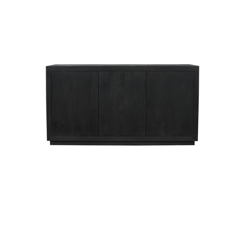 Sideboard - Schwarzes Mangoholz, Grifflose Türen, Geradliniges Design, 150 cm – Brussel | Starfurn
