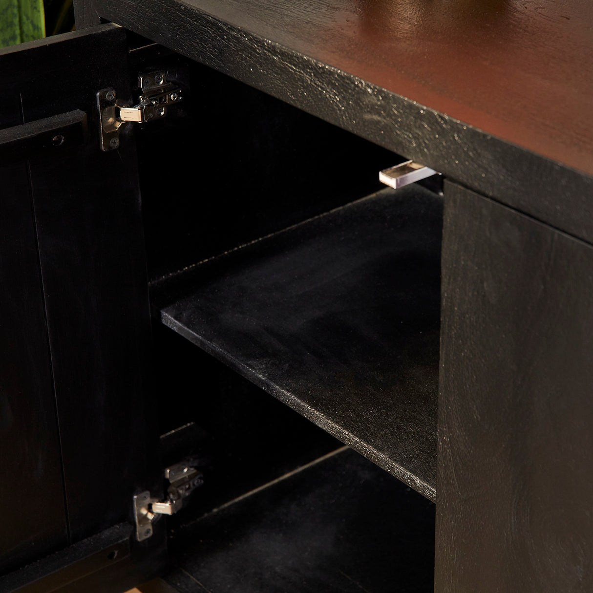 Sideboard – Mango Wood, Black Finish, Push-to-Open Doors – Brussel | Starfurn