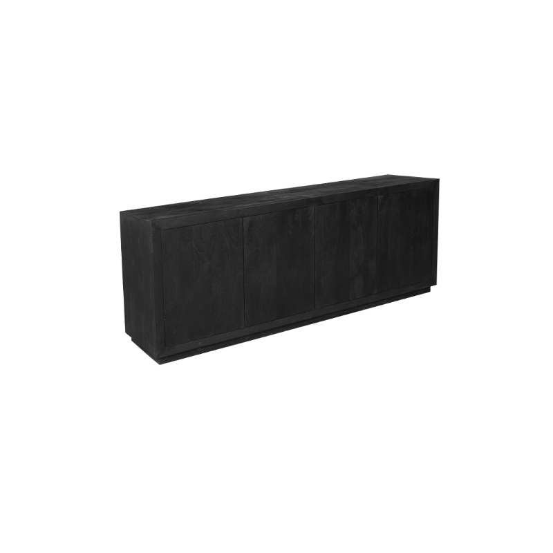Sideboard – Mango Wood, Black Finish, Push-to-Open Doors – Brussel | Starfurn