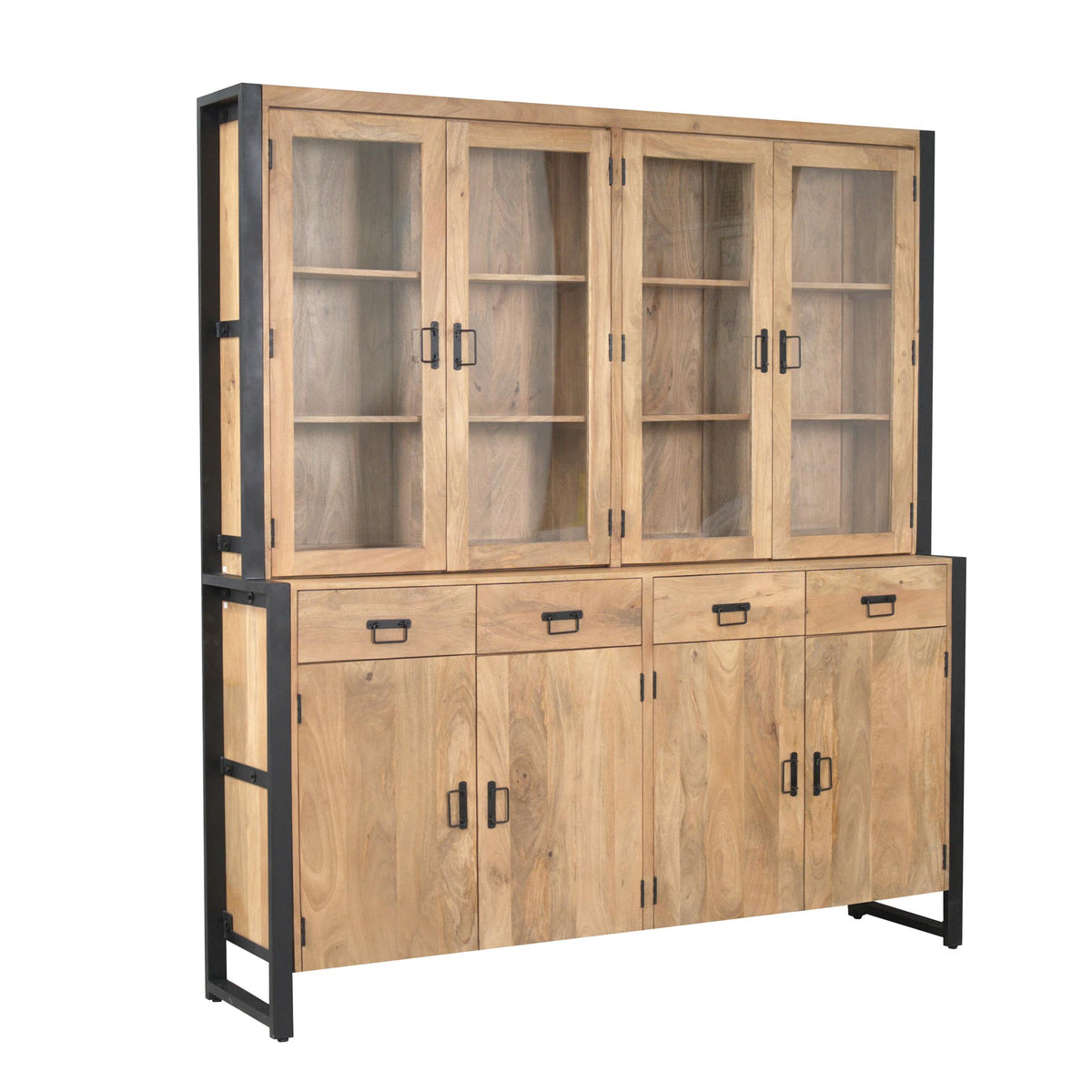 Display Cabinet – Mango Wood, Eight Doors, Four Drawers – Britt | Starfurn