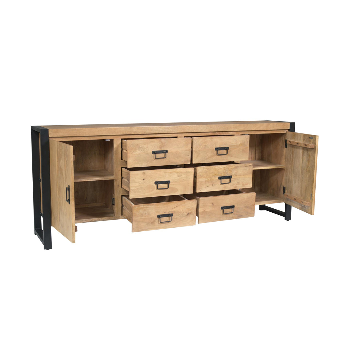 Sideboard - Mango wood body, metal frame, natural finish - Britt | Starfurn