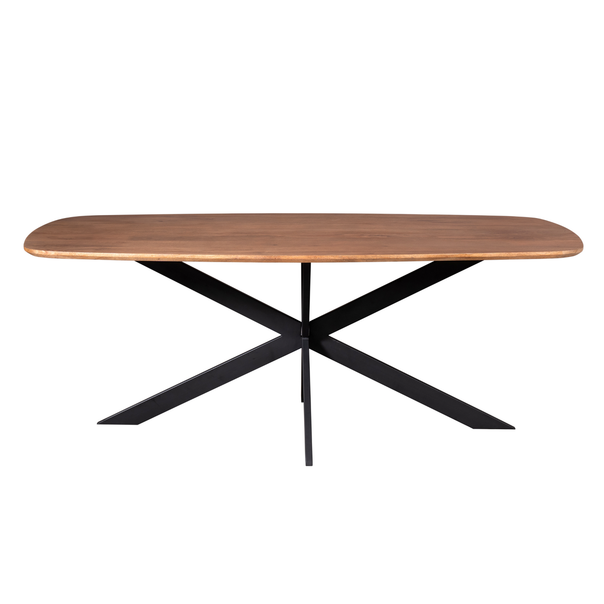 Esszimmertisch – Dänische Ovale, Mangoholz-Finish, Schwarzes Metallgestell – Elegance | Starfurn