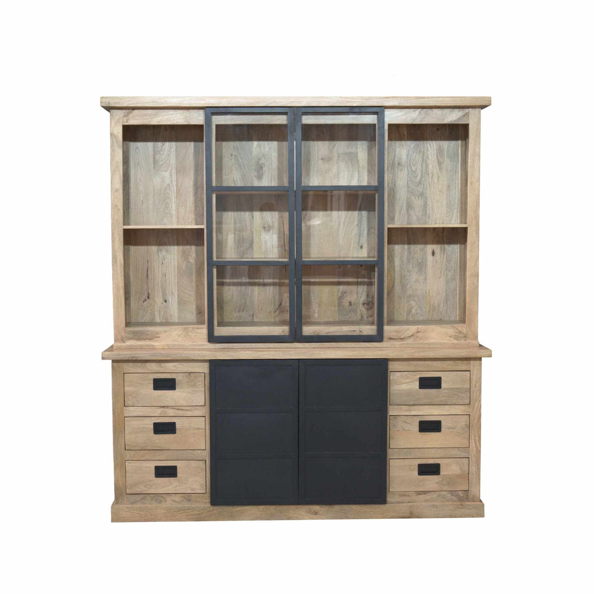 Display Cabinet – Mango Wood Construction, Metal Frame, Modern Design – Noa | Starfurn