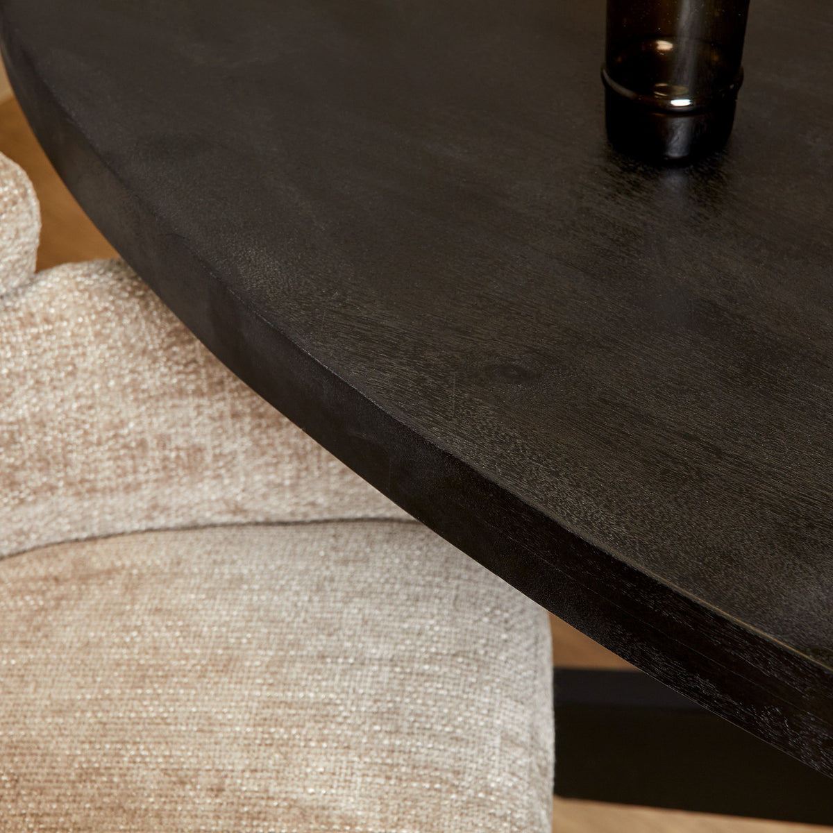 Dining Table – Mango Wood, Black Matrix Frame, Oval Shape – Denver | Starfurn