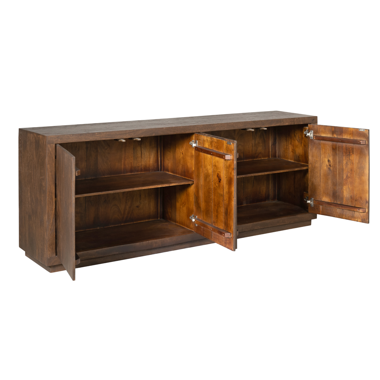 Sideboard - Braunes Mangoholz, Grifflose Türen, Geradliniges Design, 200 cm – Brussel | Starfurn