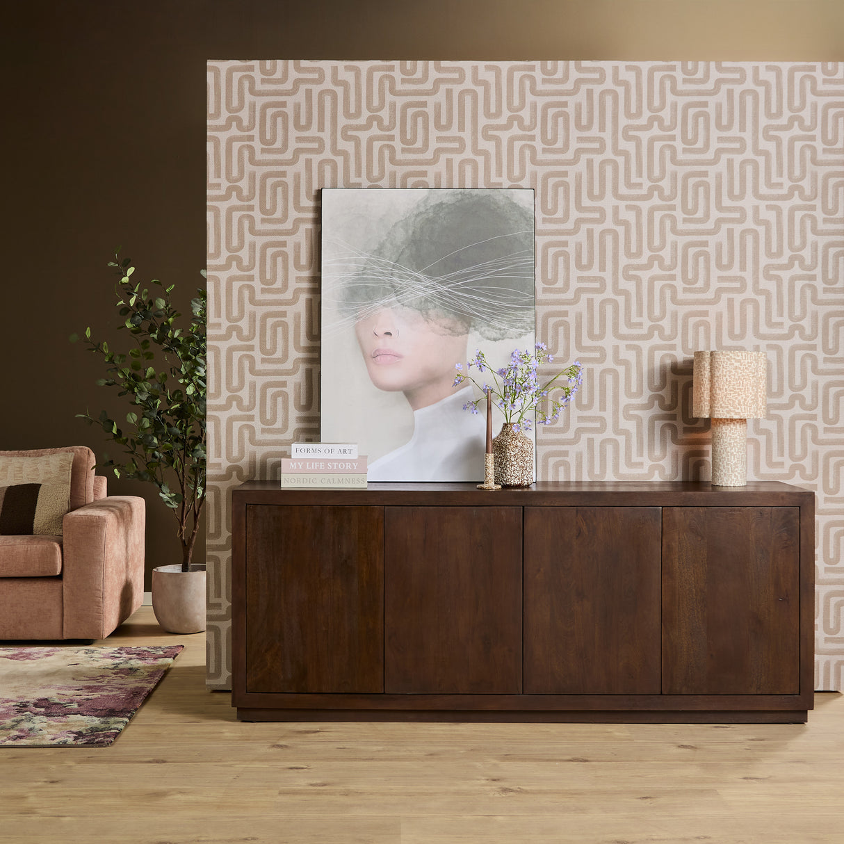 Sideboard - Braunes Mangoholz, Grifflose Türen, Geradliniges Design, 200 cm – Brussel | Starfurn