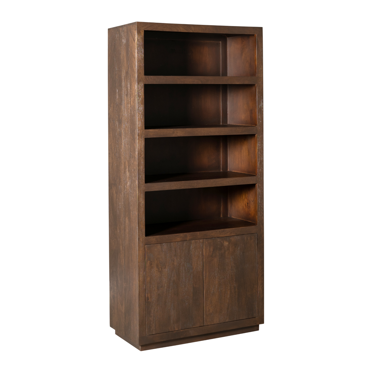Bookshelf - Mango Wood, Brown Finish, Push-to-Open Doors, Spacious Storage – Brussel | Starfurn