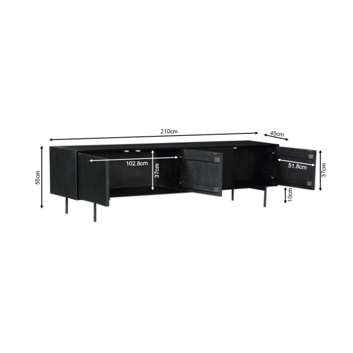 TV Furniture – Mango Wood, Black Metal, Slat Front – Madison | Starfurn