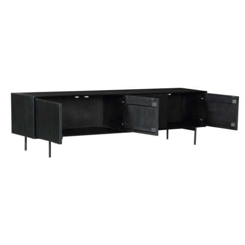 TV Furniture – Mango Wood, Black Metal, Slat Front – Madison | Starfurn