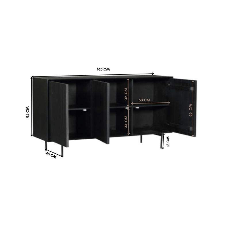 Sideboard – Mangoholz Korpus, Metallgestell, Schwarze Oberfläche – Madison | Starfurn