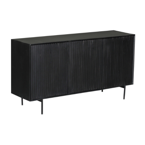 Sideboard – Mangoholz Korpus, Metallgestell, Schwarze Oberfläche – Madison | Starfurn