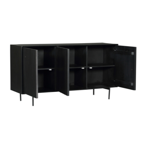 Sideboard – Mangoholz Korpus, Metallgestell, Schwarze Oberfläche – Madison | Starfurn