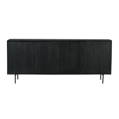 Sideboard – Mango Wood, Vertical Slatted Front, Metal Frame – Madison | Starfurn