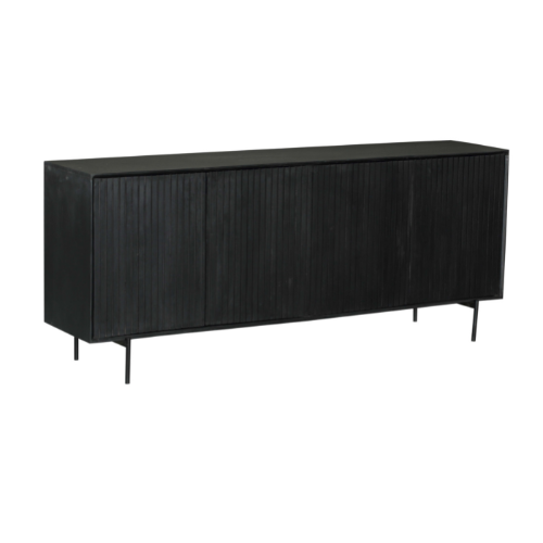 Sideboard – Mango Wood, Vertical Slatted Front, Metal Frame – Madison | Starfurn