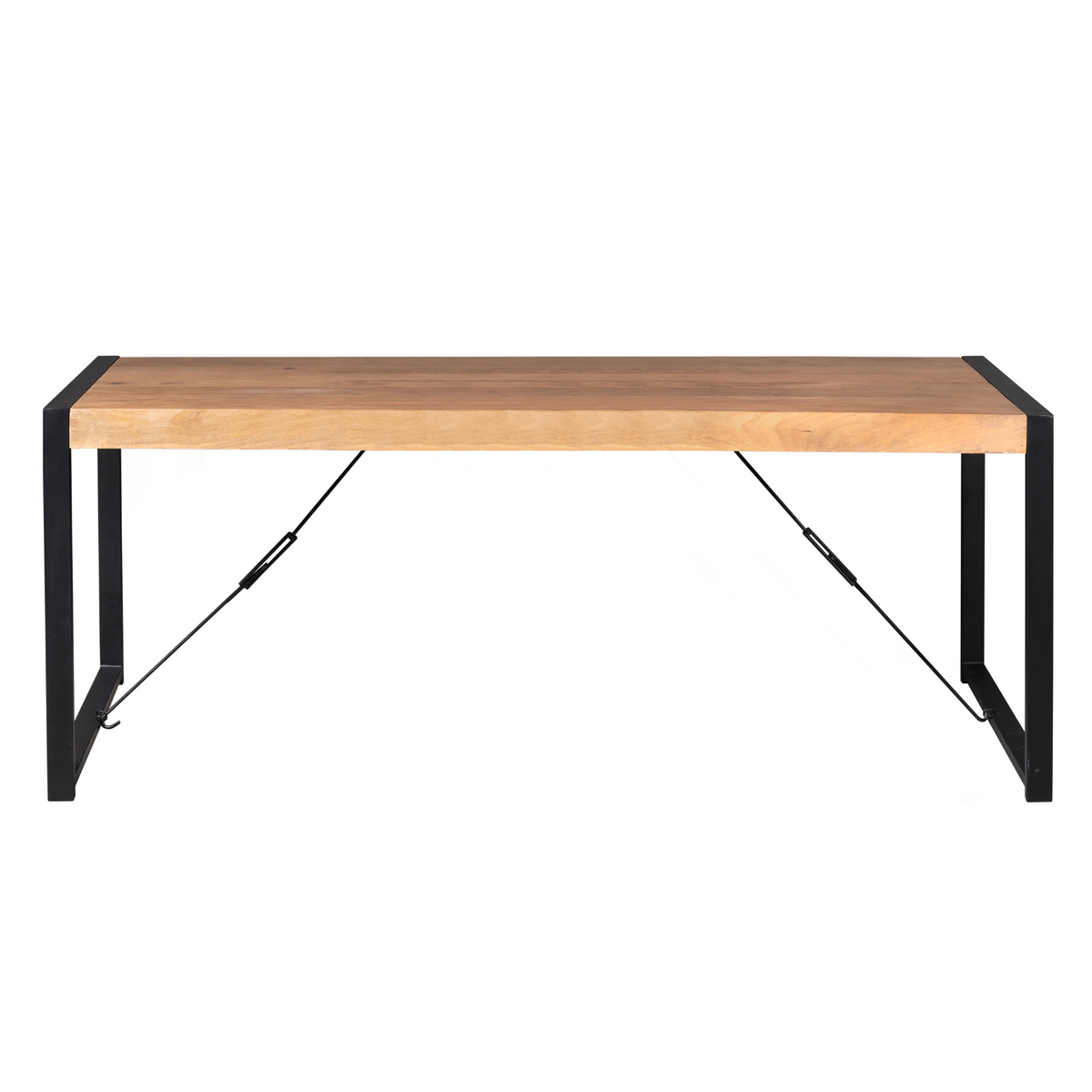 Dining Table – Mango Wood, Reinforced Table Edge, Metal U-Frame Bracing – Boaz | Starfurn