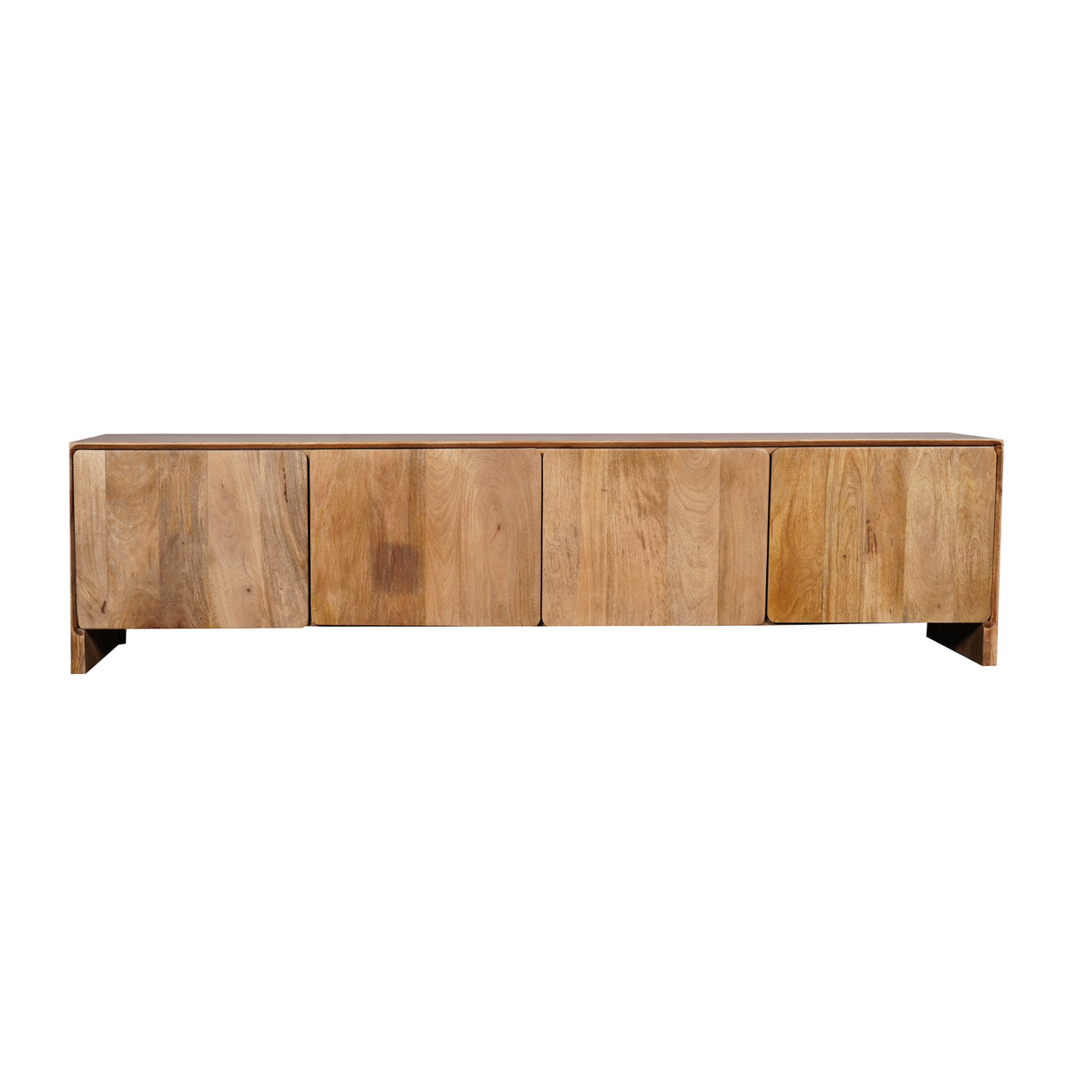 TV Cabinet – Mango Wood, Minimalist Design, Natural Warm Look, Storage with Cabinet Doors – Tense | Starfurn