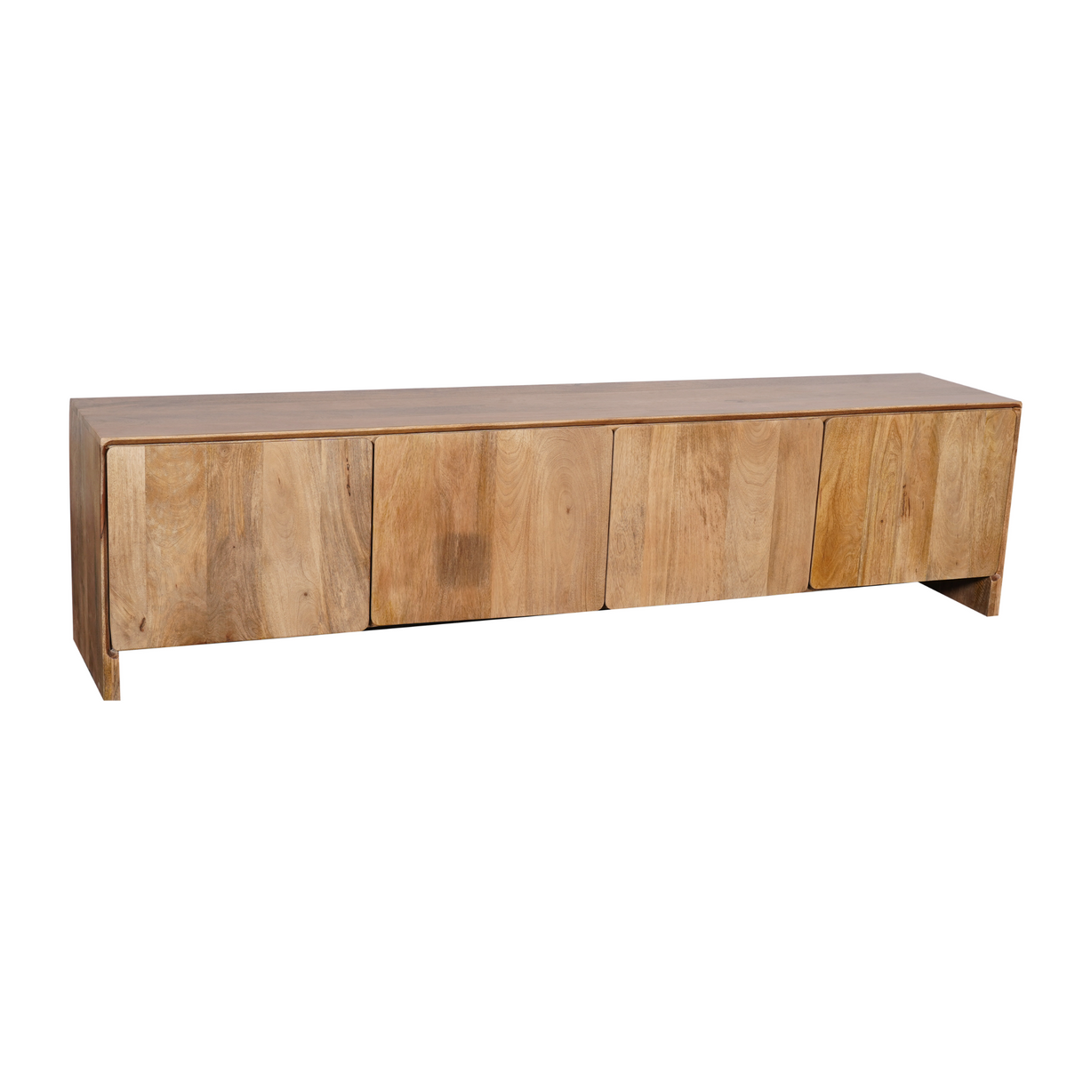 TV Cabinet – Mango Wood, Minimalist Design, Natural Warm Look, Storage with Cabinet Doors – Tense | Starfurn