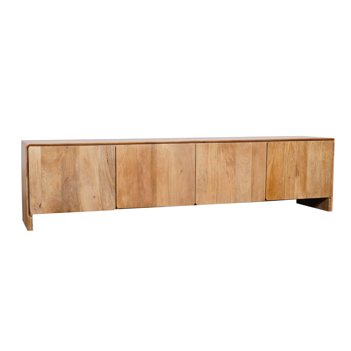 TV Cabinet – Mango Wood, Minimalist Design, Natural Warm Look, Storage with Cabinet Doors – Tense | Starfurn