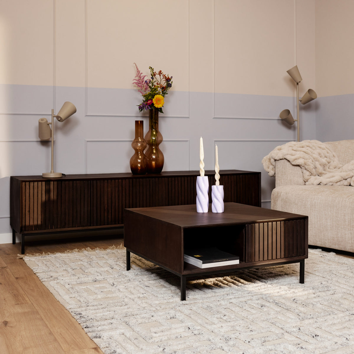 Coffee Table - Square Design, Mango Wood, Metal Frame - Madison | Starfurn