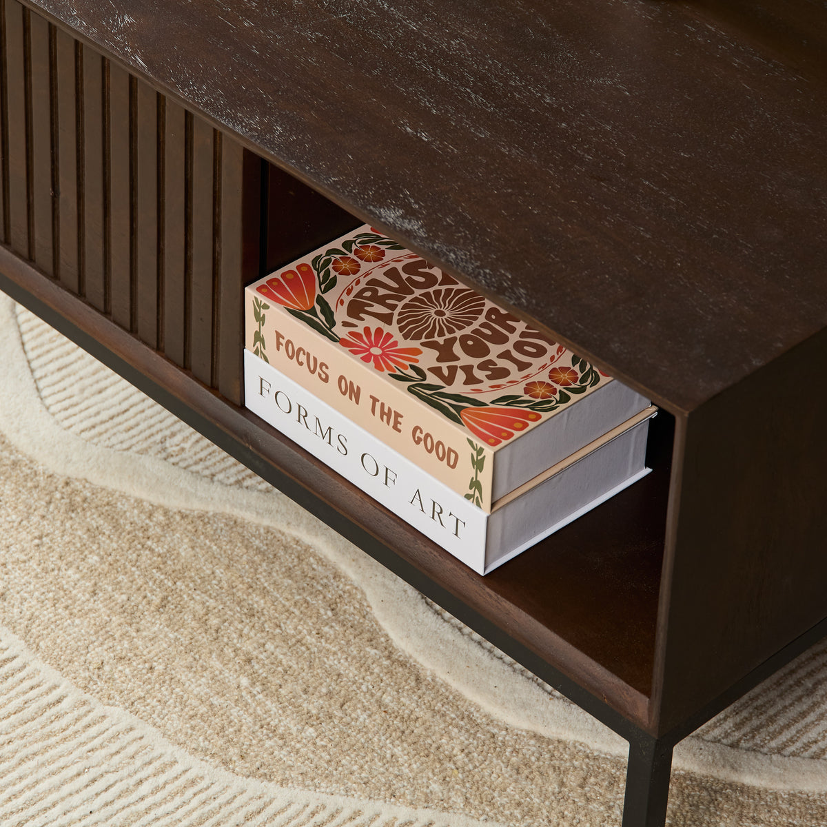Coffee Table - Square Design, Mango Wood, Metal Frame - Madison | Starfurn