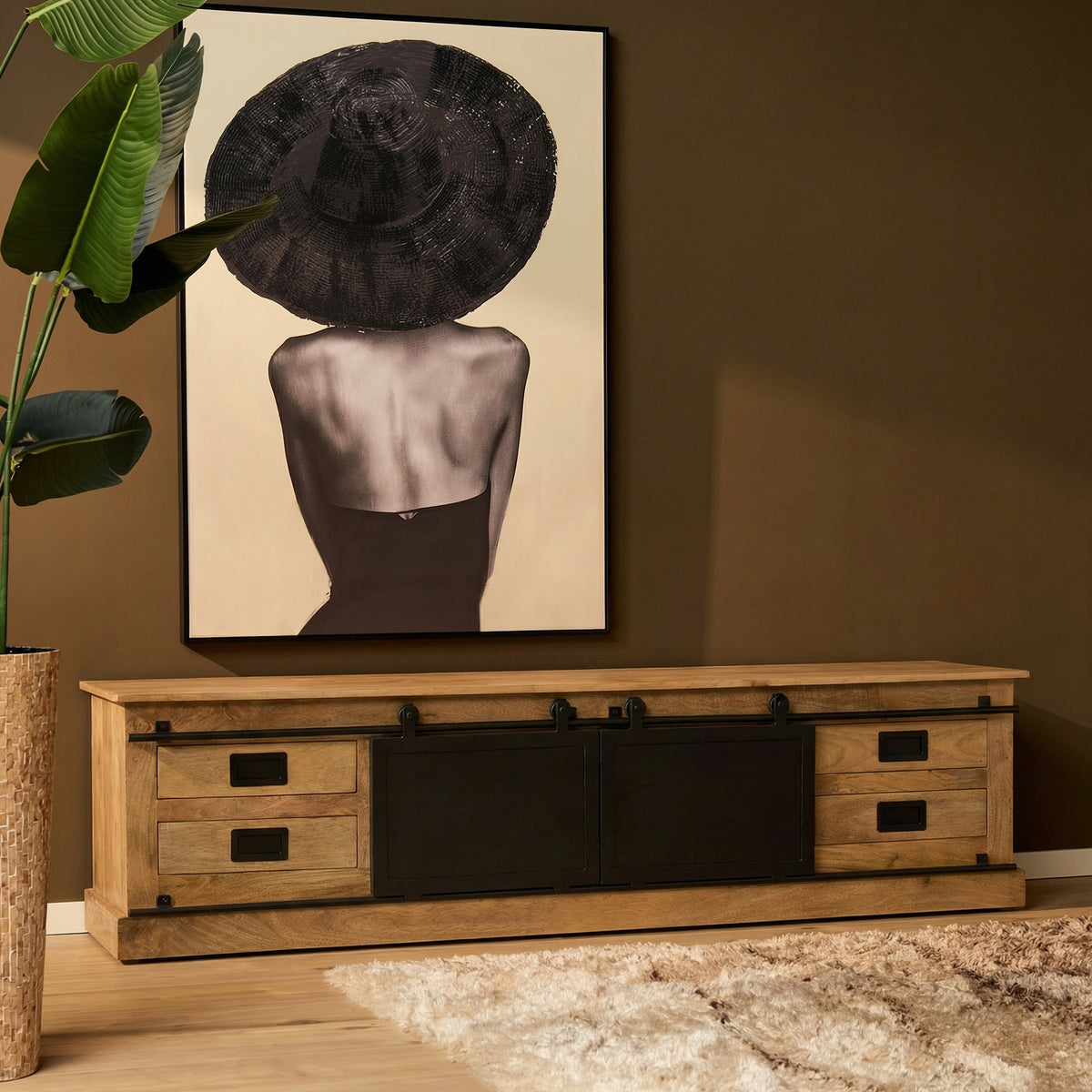 TV unit – Natural design, natural color, mango wood – Fresno | Starfurn