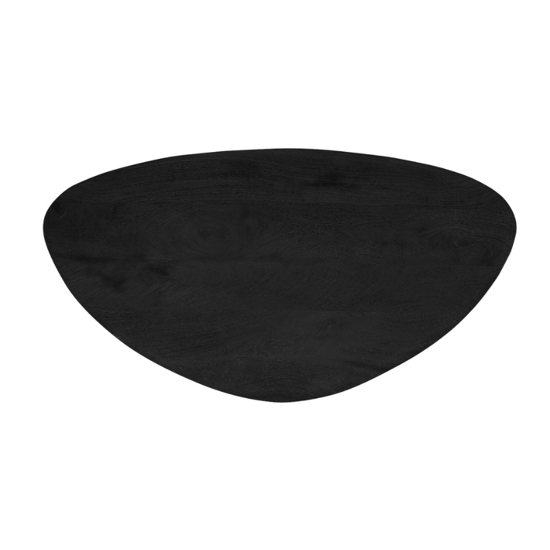 Couchtisch - Mangoholz Schwarz, Tropfenform, Metallbeine, 130 cm – New York | Starfurn