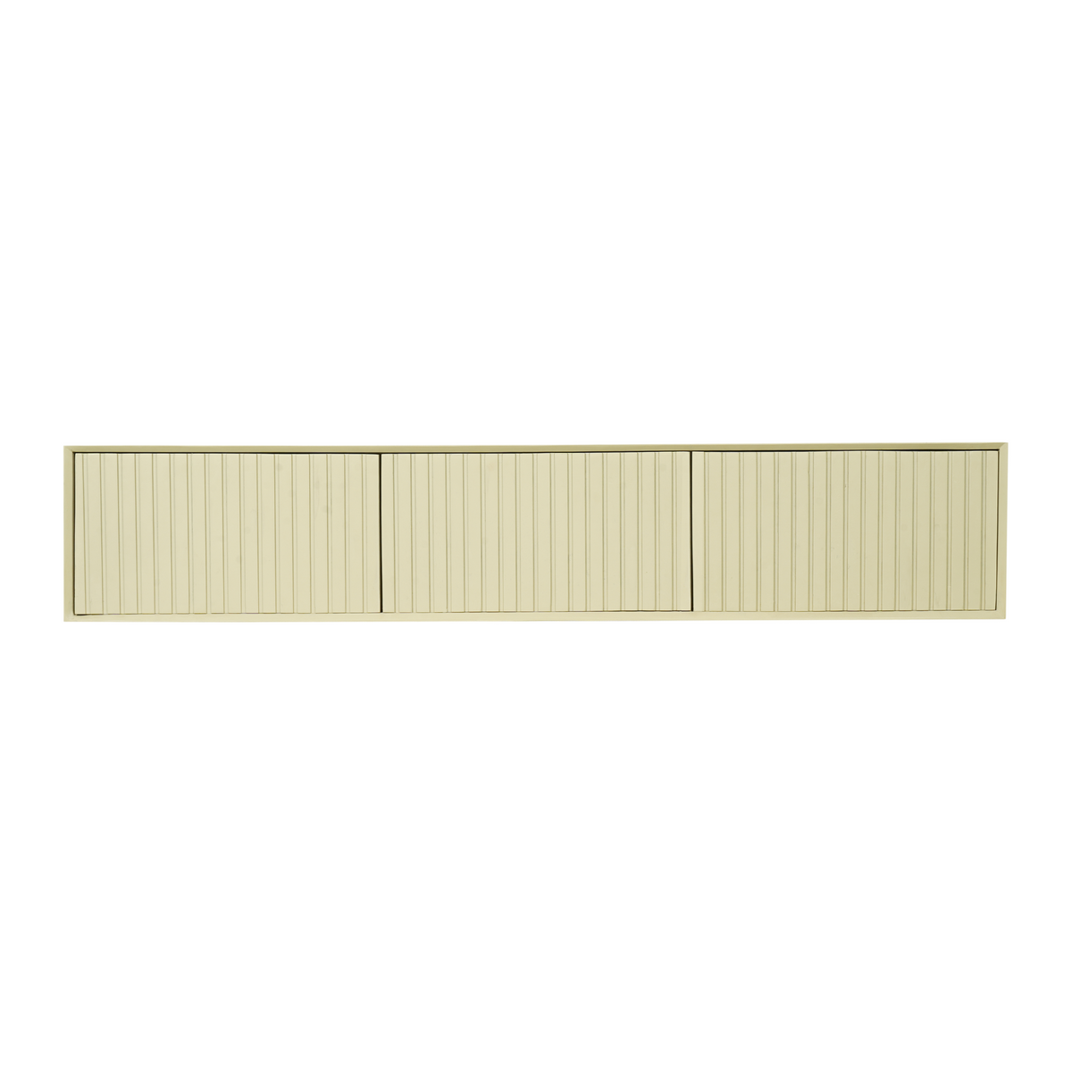 Floating TV Unit - Mango Wood, Slatted Pattern, Sand Color - Madison | Starfurn