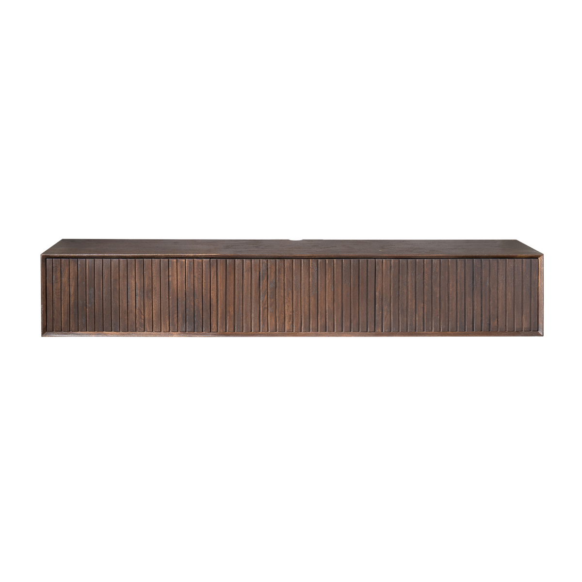Floating TV unit - Mango wood, brown look, slatted look - Madison | Starfurn