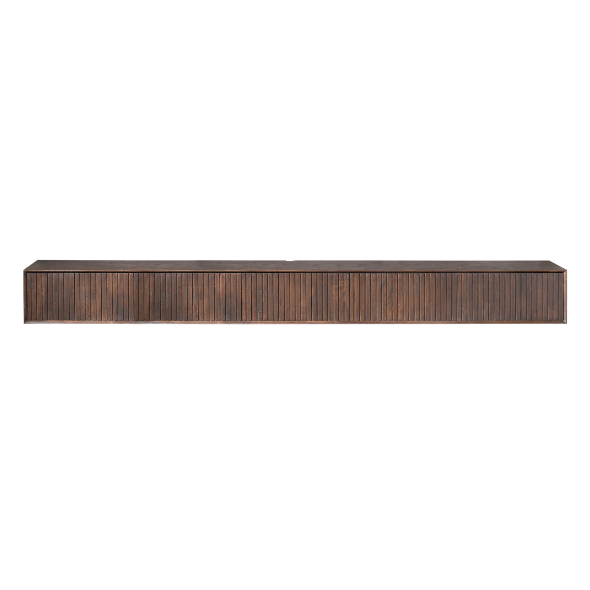 Floating TV Unit – Mango Wood, Slatted Front, Brown Finish – Madison | Starfurn