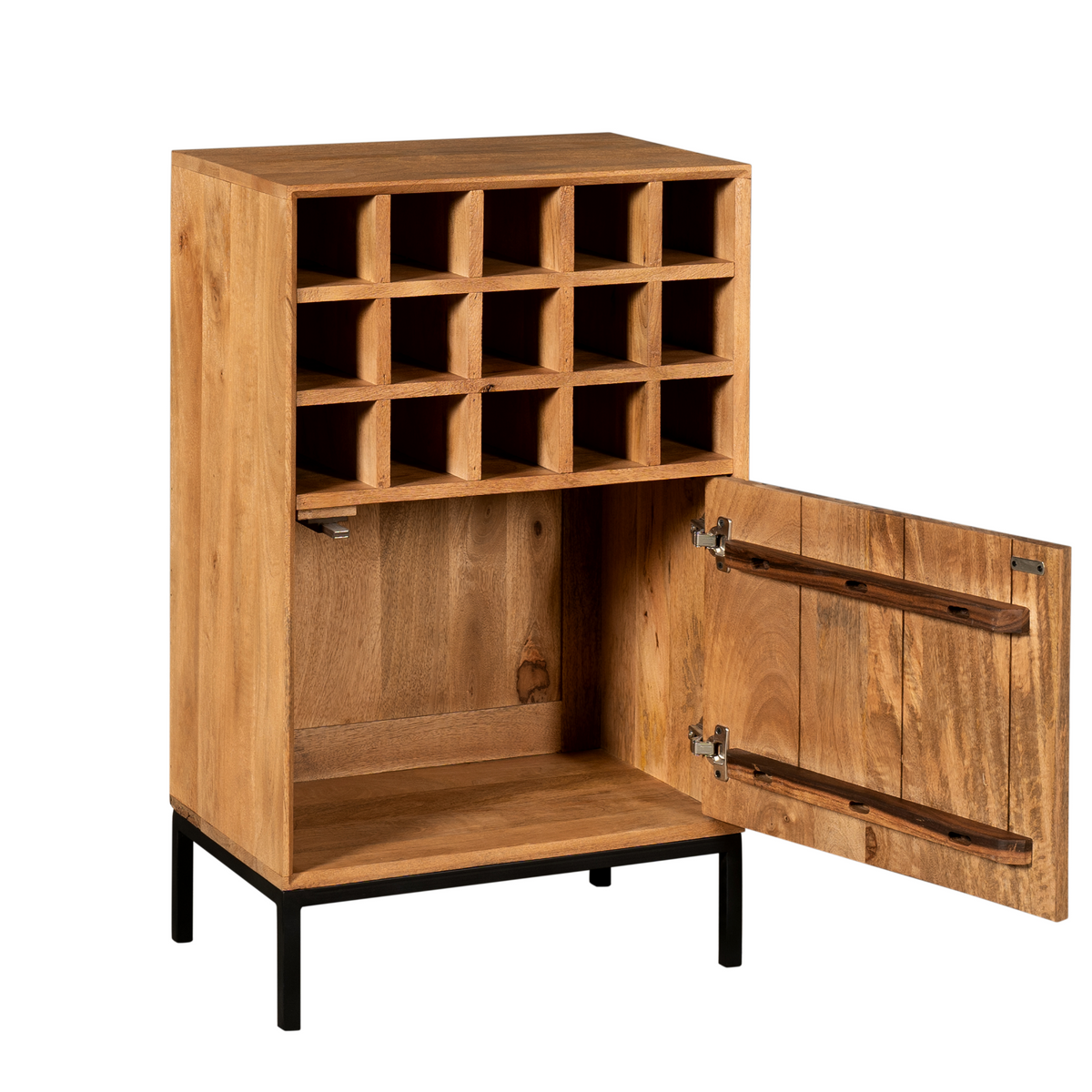 Weinschrank - Massives Mangoholz, Lamellentür, Flaschenaufbewahrung - Madison | Starfurn