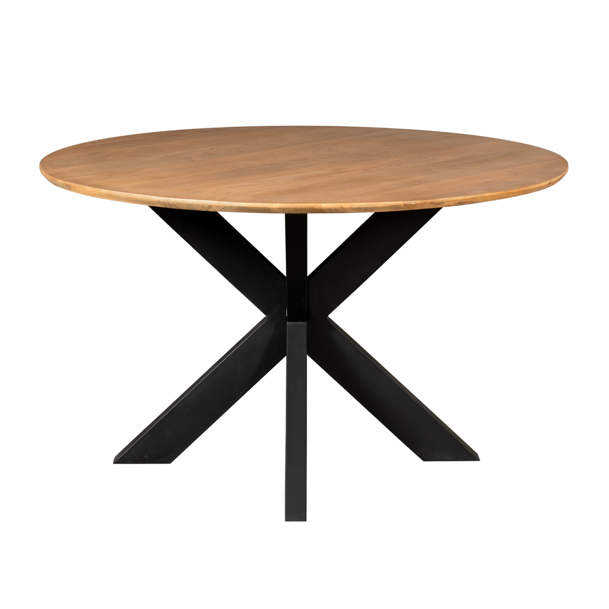 Dining Table – Mango Wood Material, Black Metal Frame, Round Design – Madison | Starfurn
