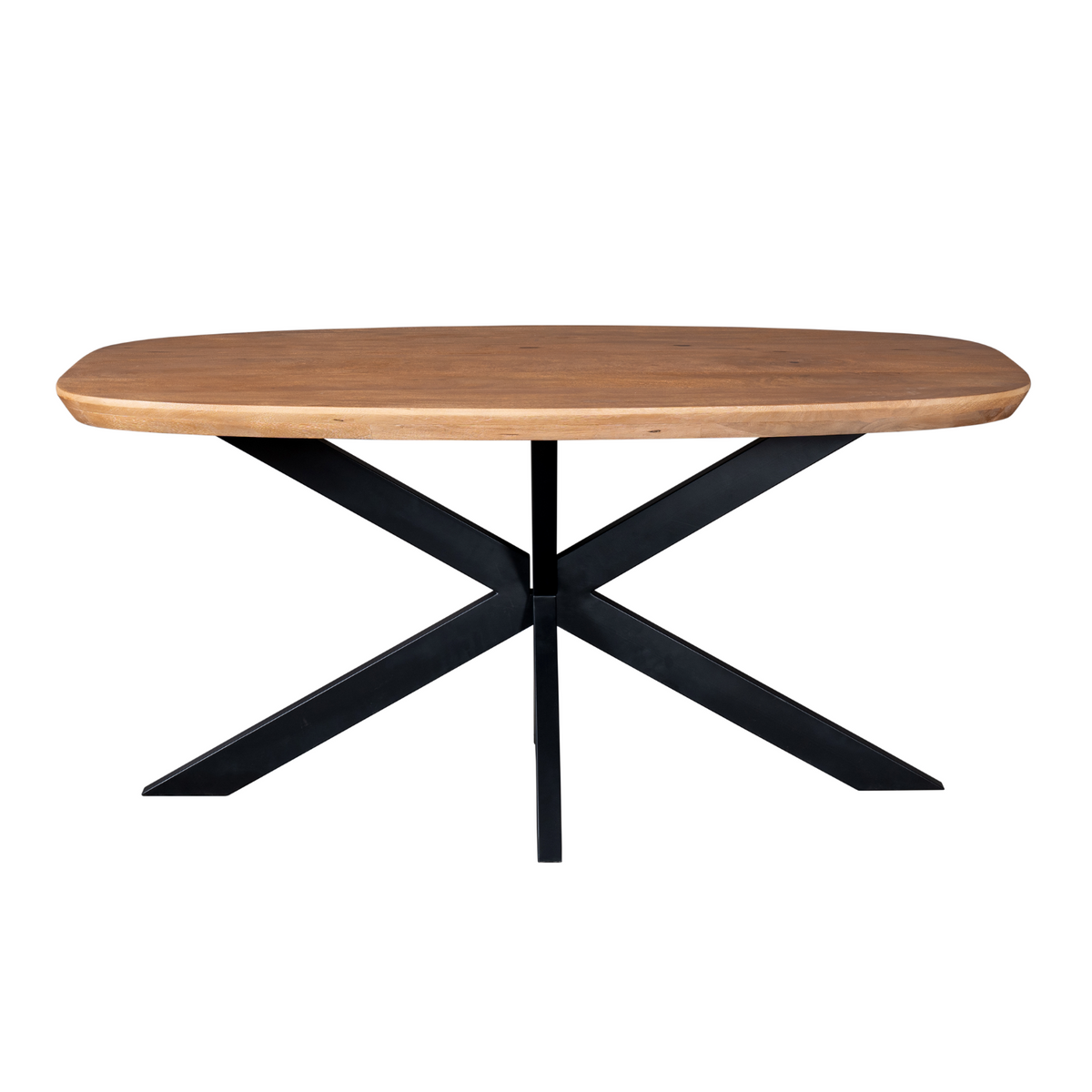Dining Table – Mango Wood, Black Metal, Natural Look – Madison | Starfurn