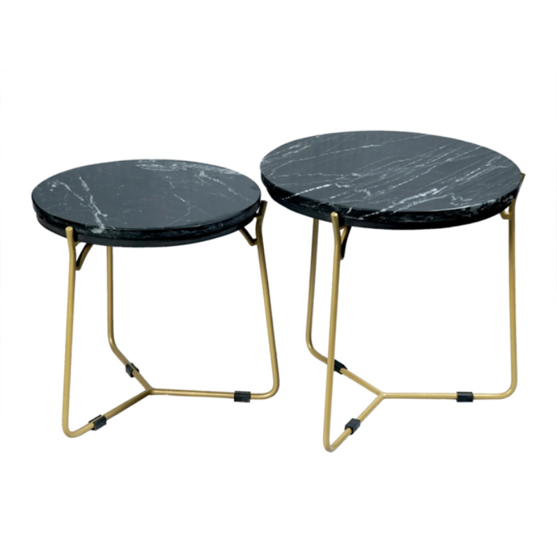 Couchtisch – Schwarze Marmor, Gold Metall, Rundes Nesting – Caly | Starfurn