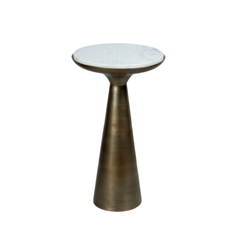 Beistelltisch – Weiß Marmor, Gold Metall, Runde Form, 38 cm – Essy | Starfurn