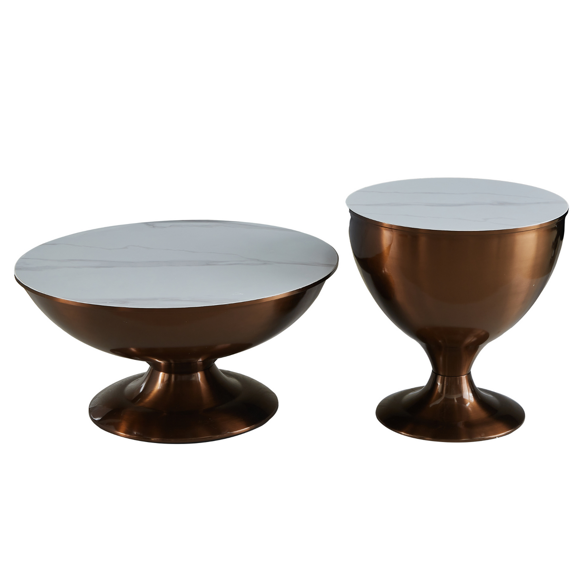 Coffee Table – Marble Top, Gold Metal Base, Two Tables - Ava | Starfurn