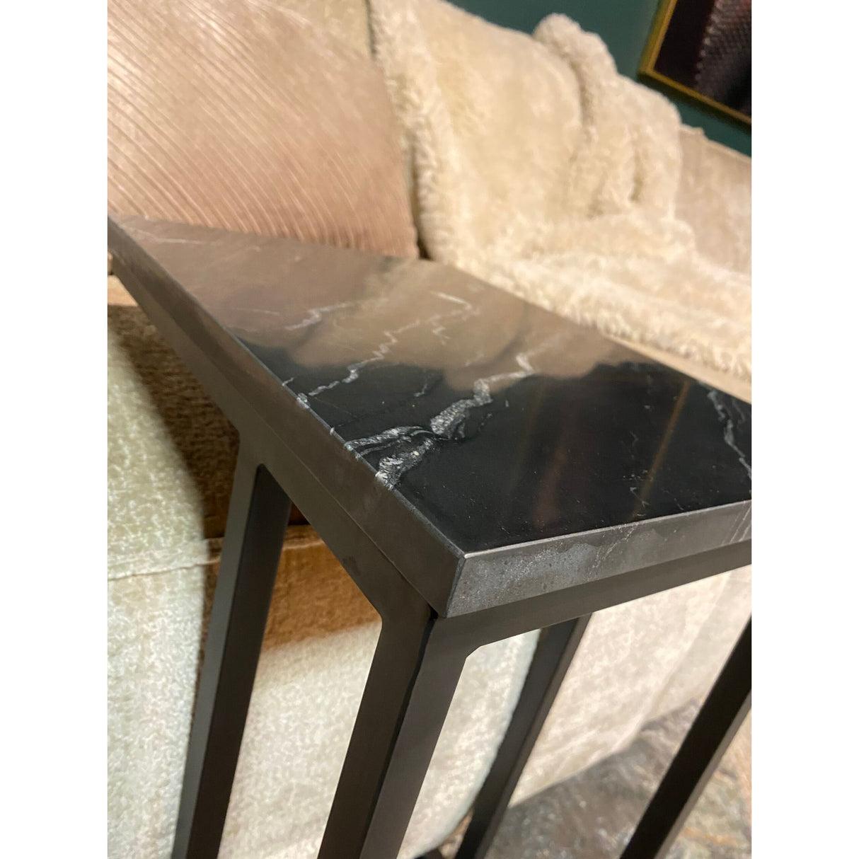 Side Table – Black Marble Top, Metal Frame, Compact Design – Nova | Starfurn