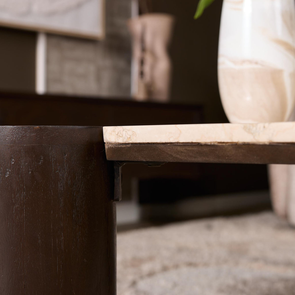 Coffee Table - Marble Tabletop, Mango Wood Frame, Modern Design - Maeve | Starfurn