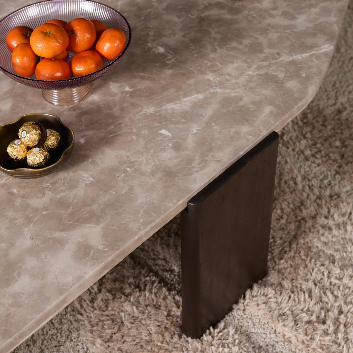 Coffee Table - Marble Tabletop, Mango Wood Frame, Modern Design - Maeve | Starfurn