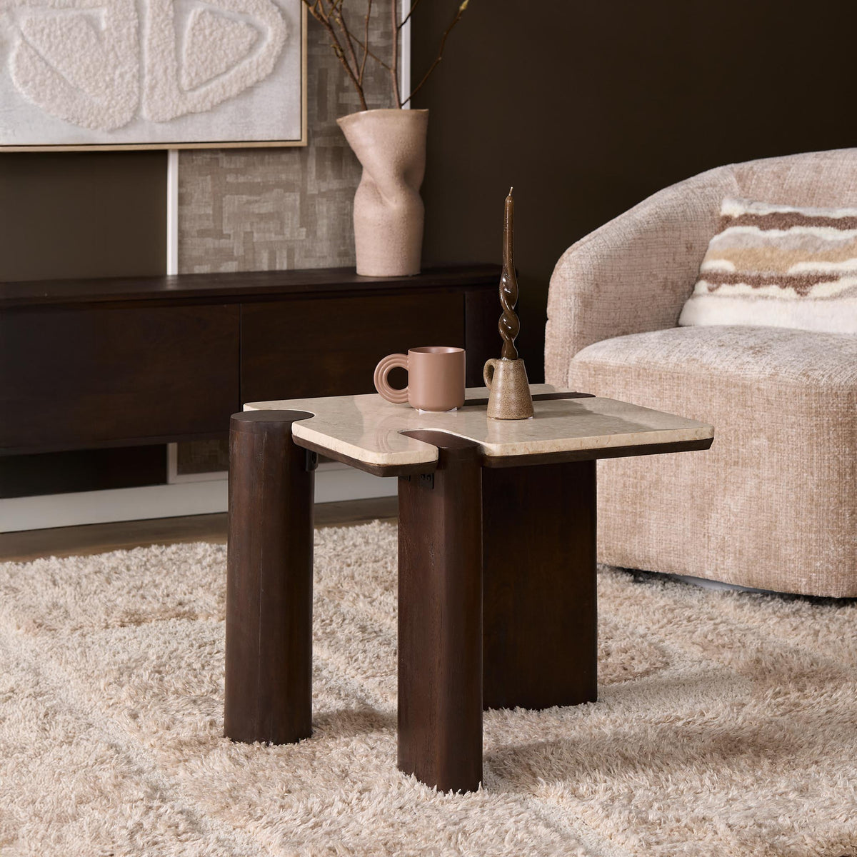 Couchtisch – Braune Marmor Oberfläche, Marmor Material, Modernes Design – Maeve | Starfurn