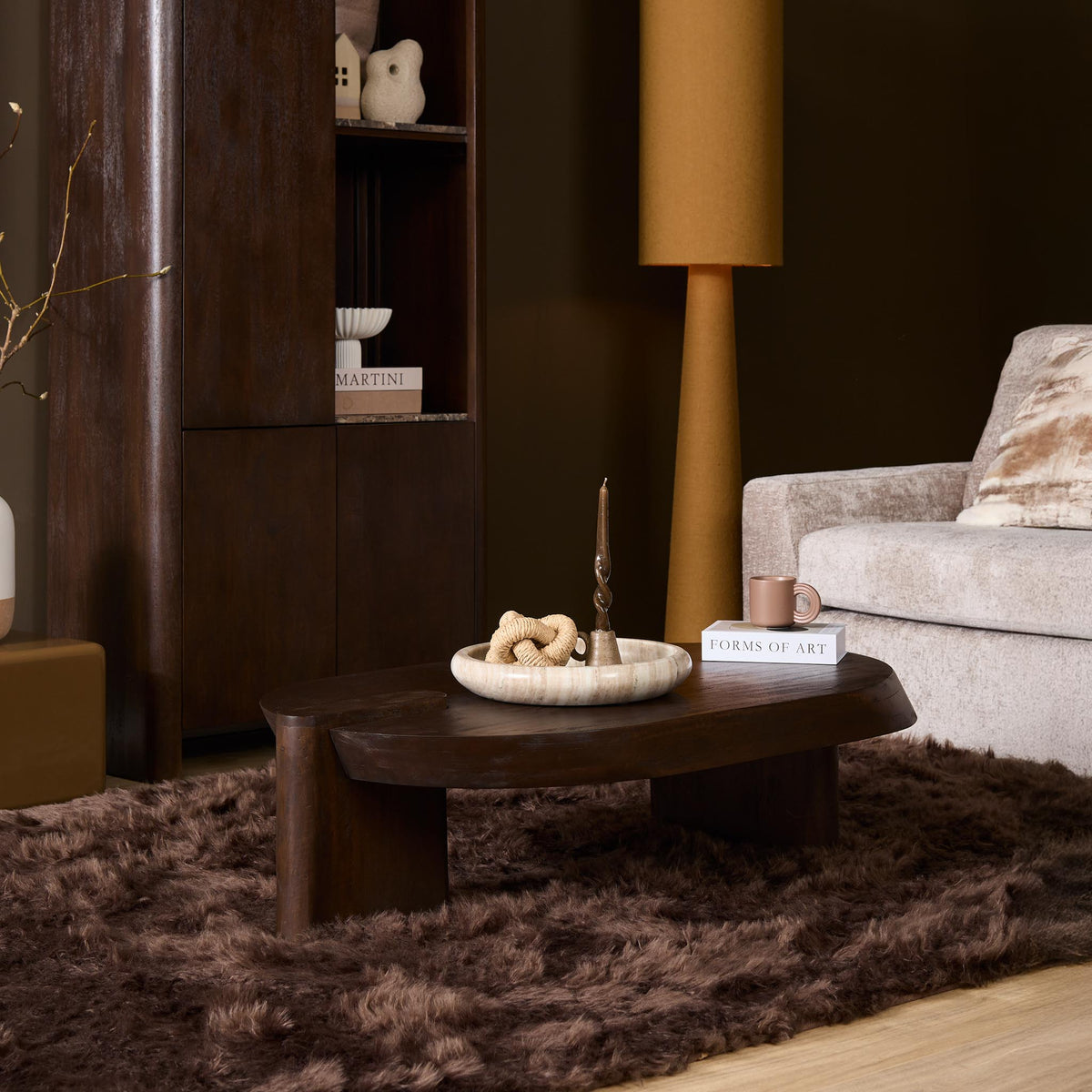 Coffee Table - Mango Wood, Brown, Wide Legs - Rava | Starfurn
