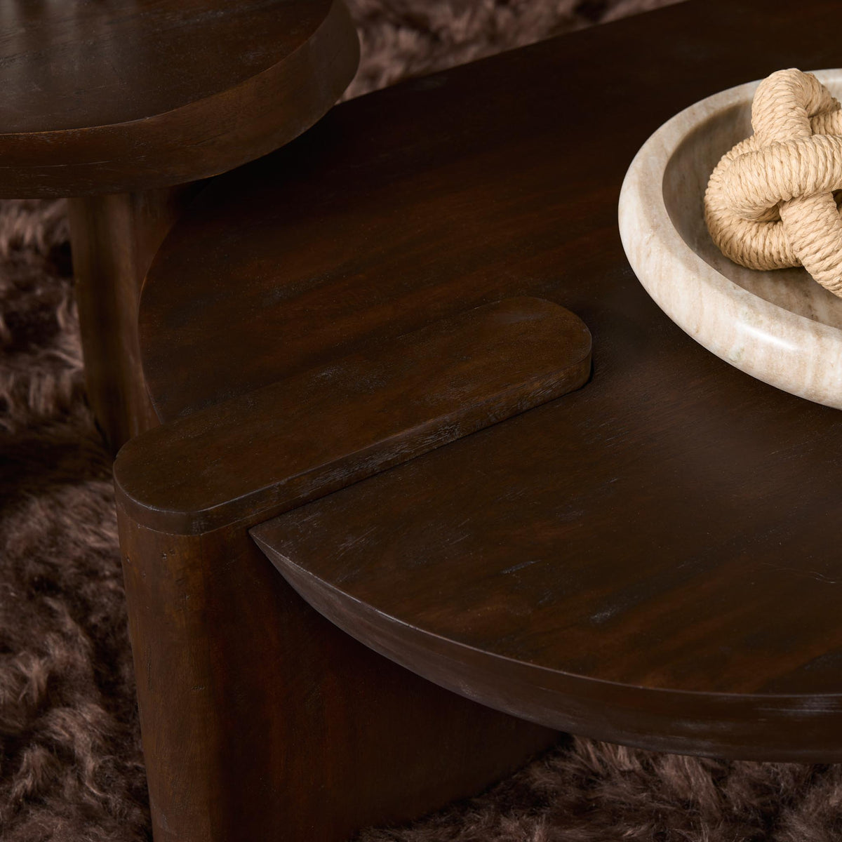 Coffee Table - Mango Wood, Brown, Wide Legs - Rava | Starfurn